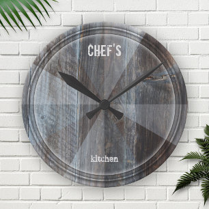 Grande Horloge Ronde Moderne Design industriel Bois Couverture murale