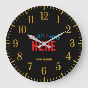 GRANDE HORLOGE RONDE MODERNE ET MODERNE PERSONNALISABLE NOIR VÉRIFIÉ