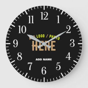 GRANDE HORLOGE RONDE MODERNE ET MODERNE PERSONNALISABLE NOIR VÉRIFIÉ