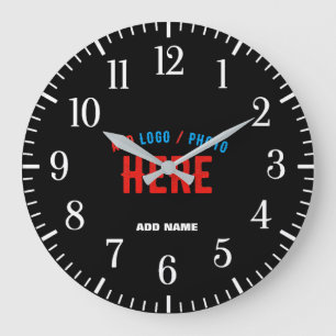 GRANDE HORLOGE RONDE MODERNE ET MODERNE PERSONNALISABLE NOIR VÉRIFIÉ