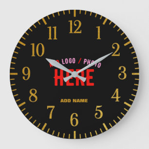 GRANDE HORLOGE RONDE MODERNE ET MODERNE PERSONNALISABLE NOIR VÉRIFIÉ
