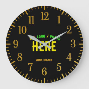 GRANDE HORLOGE RONDE MODERNE ET MODERNE PERSONNALISABLE NOIR VÉRIFIÉ