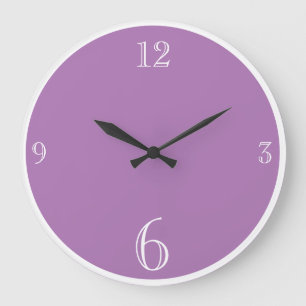Grande Horloge Ronde Moderne Lumière violet Couleur solide Simple minim