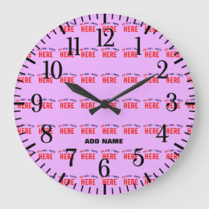 GRANDE HORLOGE RONDE MODERNE MODERNE PERSONNALISABLE MAUVE VÉRIFIÉE MAR
