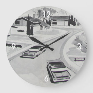 Grande Horloge Ronde Moderne Rétro Du Milieu Du Siècle