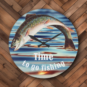 Grande Horloge Ronde Moment de partir pêcher la truite de ruisseau