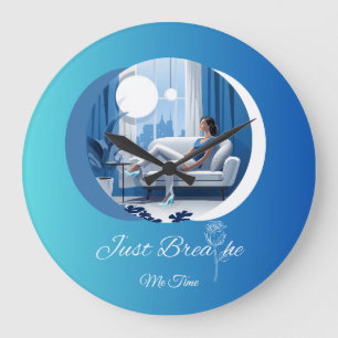 Grande Horloge Ronde Mon Temps Respire Juste Le Bleu