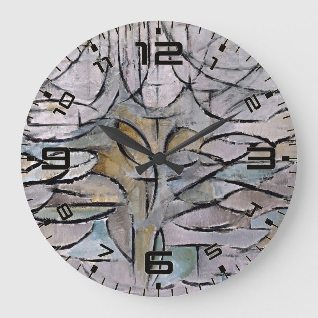 Grande Horloge Ronde Mondrian Bloom Abstract Art Wall Clock (Recto)