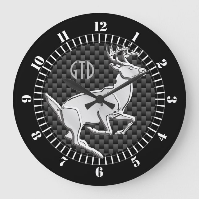 Grande Horloge Ronde Monograme de Chrome Like Running Deer Carbon (Recto)