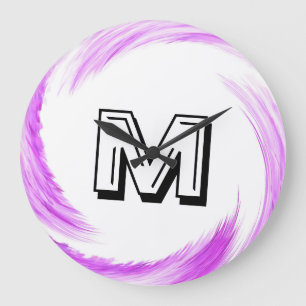 Grande Horloge Ronde Monograme de Purple Swirl