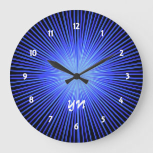 Grande Horloge Ronde Monogramme bleu de cercle d'esprit