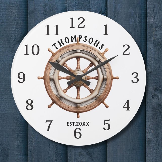 Grande Horloge Ronde Monogramme de conception de roue marine nautique (Créateur téléchargé)