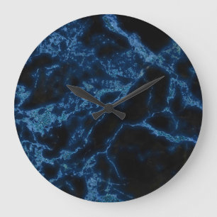 Grande Horloge Ronde Monogramme En Marbre Bleu Et Noir