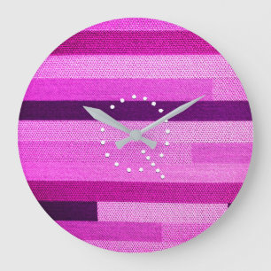 Grande Horloge Ronde Monogramme en tissu rayé rose Customisé