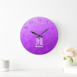 Grande Horloge Ronde Monogramme Motif à maille de lavande violet