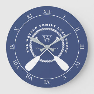 Grande Horloge Ronde Monogramme nautique bleu de palette