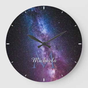 Grande Horloge Ronde Monogramme personnalisable à voie lactée
