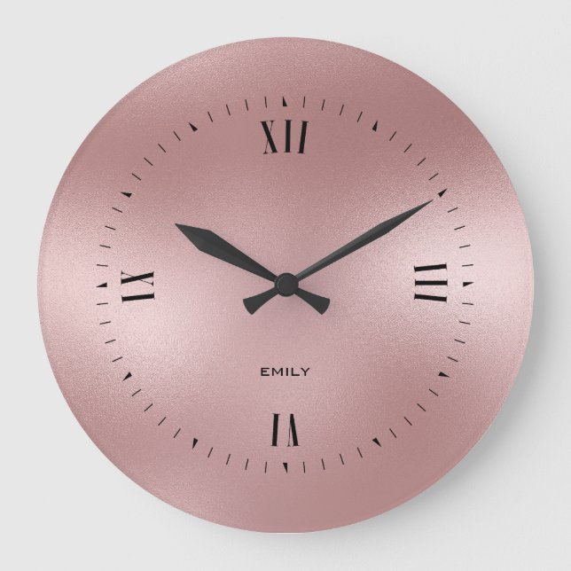 Grande Horloge Ronde Monogramme Rose-or Arrière - plan chatoyant (Recto)
