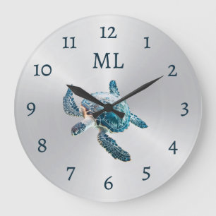 Grande Horloge Ronde Monogramme Tortue 3D Argent