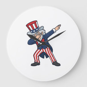 Grande Horloge Ronde Monsieur patriotique Dabbing Design vectoriel vint