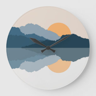 Grande Horloge Ronde Montagnes bleues reflétées dans le lac
