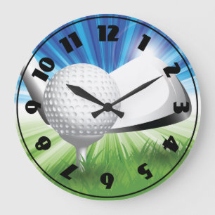 Grande Horloge Ronde Montre Balle de Golf et Tee