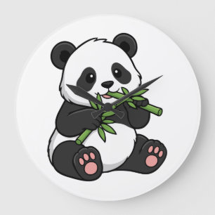 Grande Horloge Ronde Montre Murale Panda – Design Adorable et Décoratio