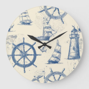 Grande Horloge Ronde Montre nautique avec Ancre et conception de roue d