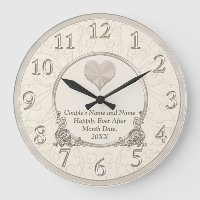 Grande Horloge Ronde Montres de mariage personnalisées pour vivre heure (Recto)