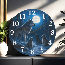 Grande Horloge Ronde Moonlit wolf pack in snowy forest