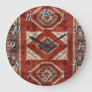 Grande Horloge Ronde Moquette orientale turque perse rouge