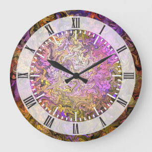 Grande Horloge Ronde Mosaïque en verre souillé