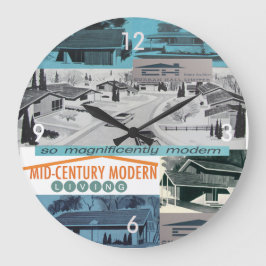 Grande Horloge Ronde Mosaïque moderne des années 60 rétro-licious !