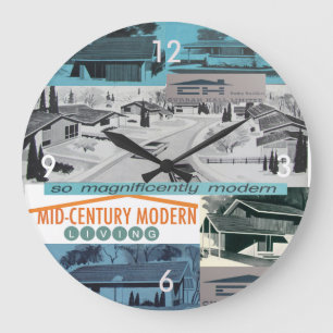 Grande Horloge Ronde Mosaïque moderne des années 60 rétro-licious !