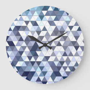 Grande Horloge Ronde Mosaïque triangulaire géométrique et colorée : abs