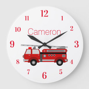 Grande Horloge Ronde Moteur de feu rouge avec votre propre nom personna