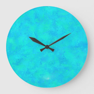 Grande Horloge Ronde Motif Abstrait Bleu Turquoise