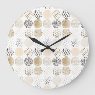 Grande Horloge Ronde Motif abstrait de cercle de neutre