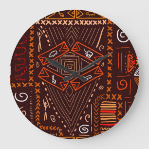 Grande Horloge Ronde Motif africain de l'art aborigène