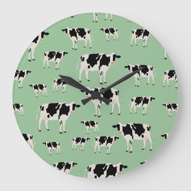Grande Horloge Ronde Motif animal de ferme de vache (Recto)