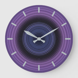 Grande Horloge Ronde Motif bleu élégant
