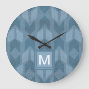 Grande Horloge Ronde Motif bleu extérieur de flèche d'étape   du