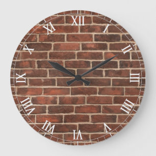 Grande Horloge Ronde Motif Briques