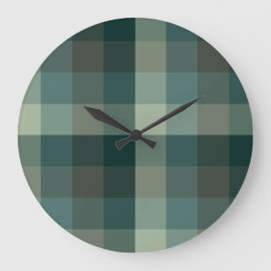 Grande Horloge Ronde Motif carreau gingham vert