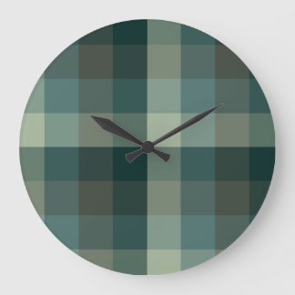 Grande Horloge Ronde Motif carreau gingham vert