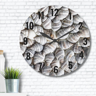 Grande Horloge Ronde Motif Coastal Ocean Sea Shell