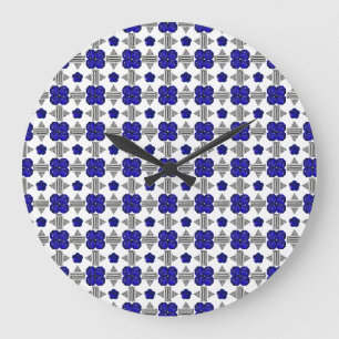 Grande Horloge Ronde Motif Croix Bleue