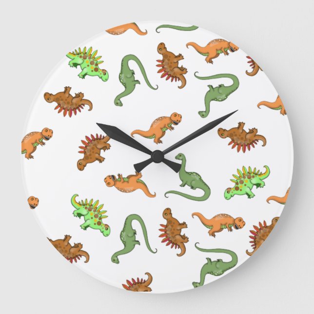 Grande Horloge Ronde Motif Cute Dinosaur (Recto)