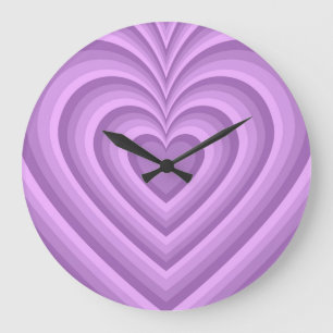 Grande Horloge Ronde Motif d'amour du coeur hypnotique violet