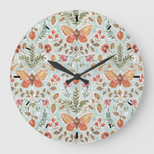 Grande Horloge Ronde Motif d'aquarelle Russe pour les chutes Turquoise